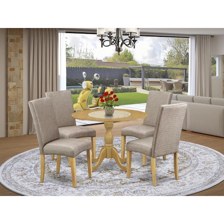 East West Furniture 5 Piece Dublin Kitchen Dining Table Set - Oak DMDR5-OAK-16